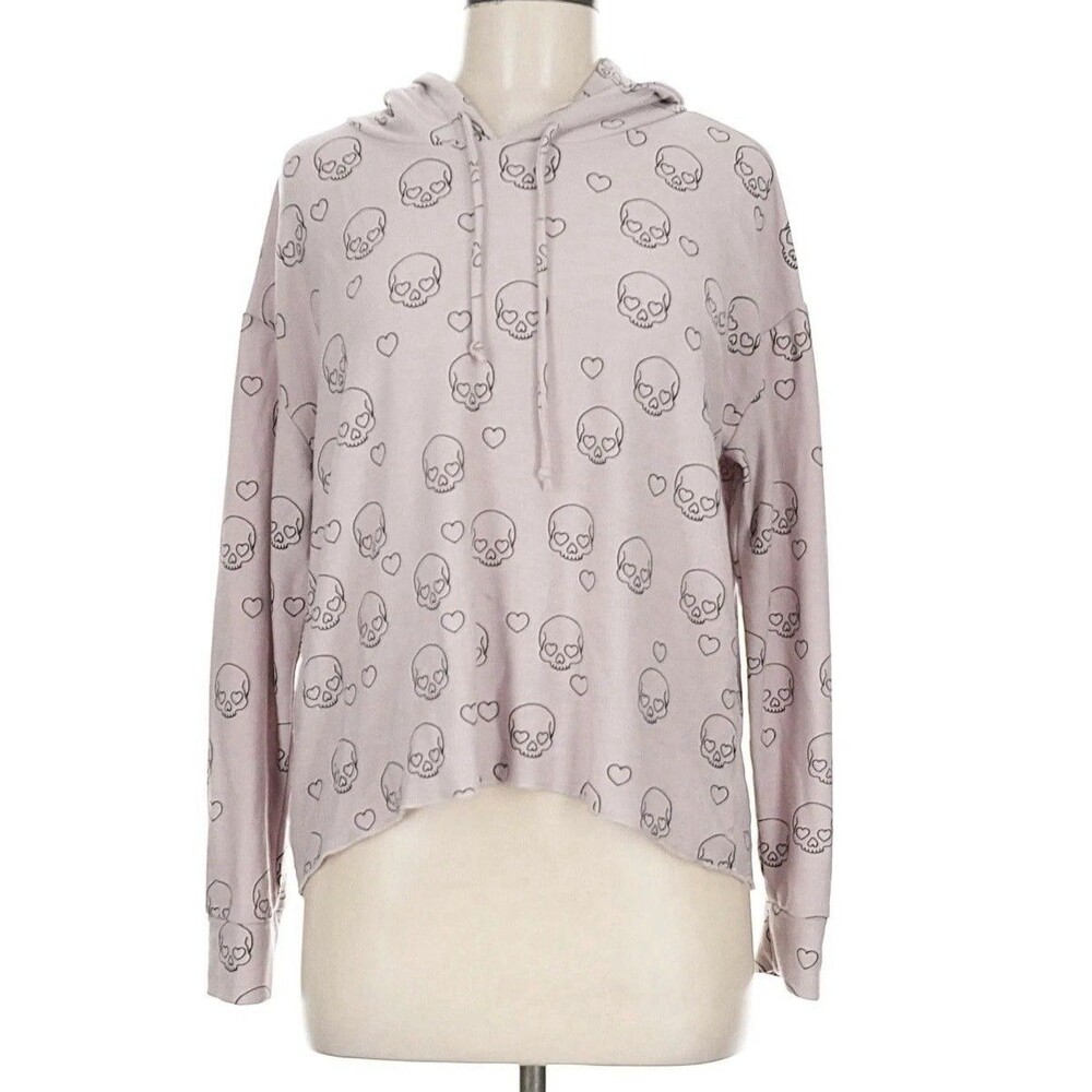 Chaser Skull Graphic Cropped Hoodie - Women's Size Large